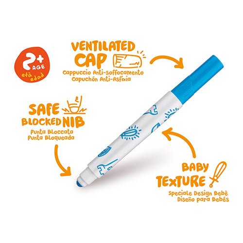 Caneta de feltro lavável Carioca Baby, c/12 - O Gato das Fraldas
