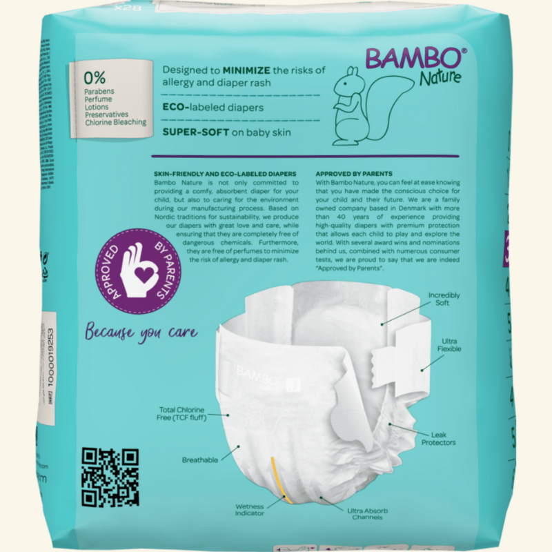 Fraldas T3, (4 - 8 kg), 28 unidades, Bambo Nature - O Gato das Fraldas