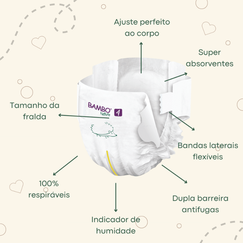 Fraldas T4, (7 - 14 kg), 24 unidades, Bambo Nature - O Gato das Fraldas