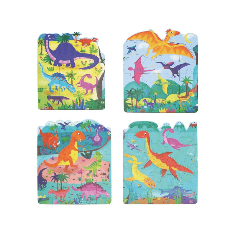Puzzle 4 em 1 - Paraíso dos Dinossauros - O Gato das Fraldas