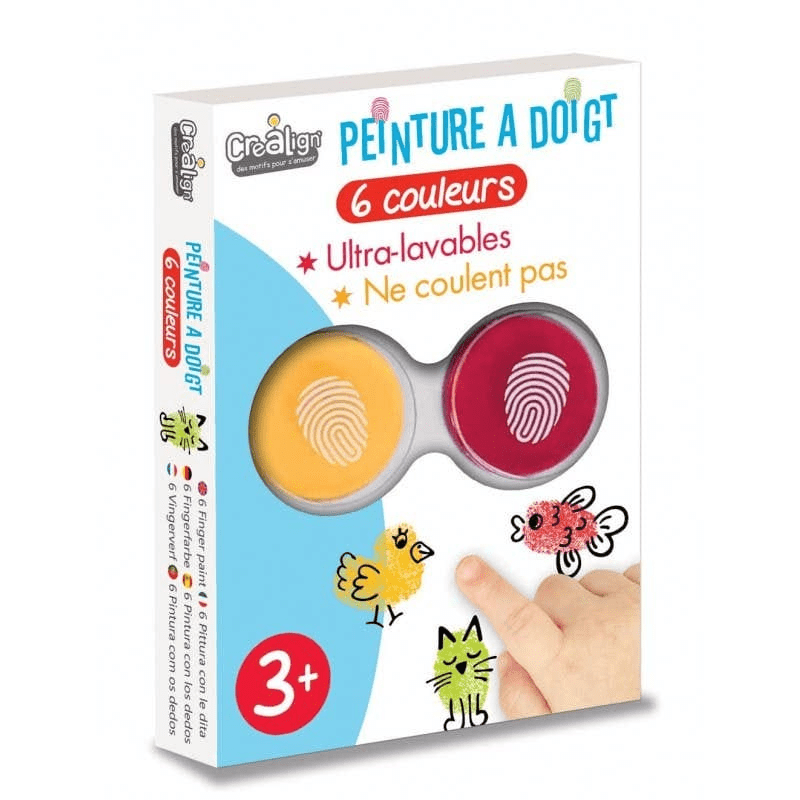 6 tintas para pintar com os dedos, Créa Lign - O Gato das Fraldas