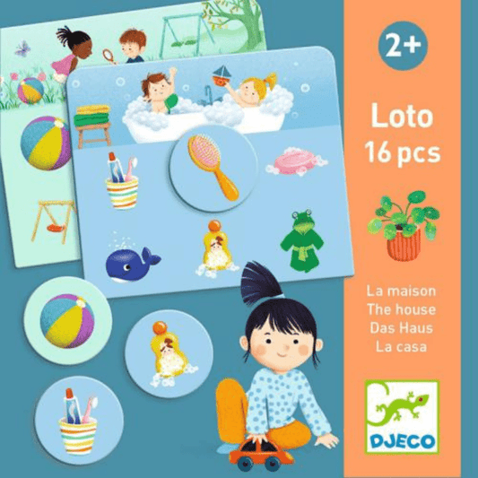 A Casa - Jogo de Loto e Memória 30 peças, DJECO - O Gato das Fraldas