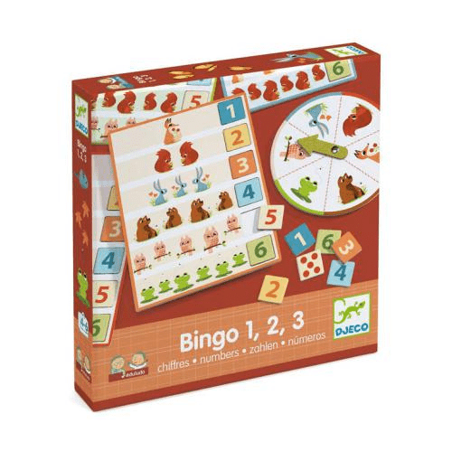 Bingo 1,2,3 Números - Jogo de Associação, DJECO - O Gato das Fraldas
