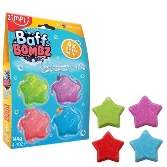 Bomba de banho Sensorial Baff Bombz, com cheiro, estrela, 4 und., Zimpli Kids - O Gato das Fraldas