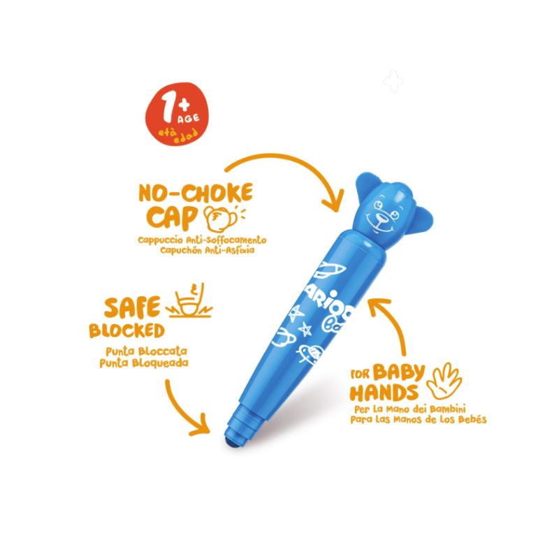 Canetas de Feltro Laváveis CARIOCA Baby Teddy Marker – 6 Cores | A partir dos 12 meses - O Gato das Fraldas