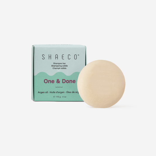 Champô Sólido ONE & DONE Óleo De Argão 115 G Shaeco - O Gato das Fraldas