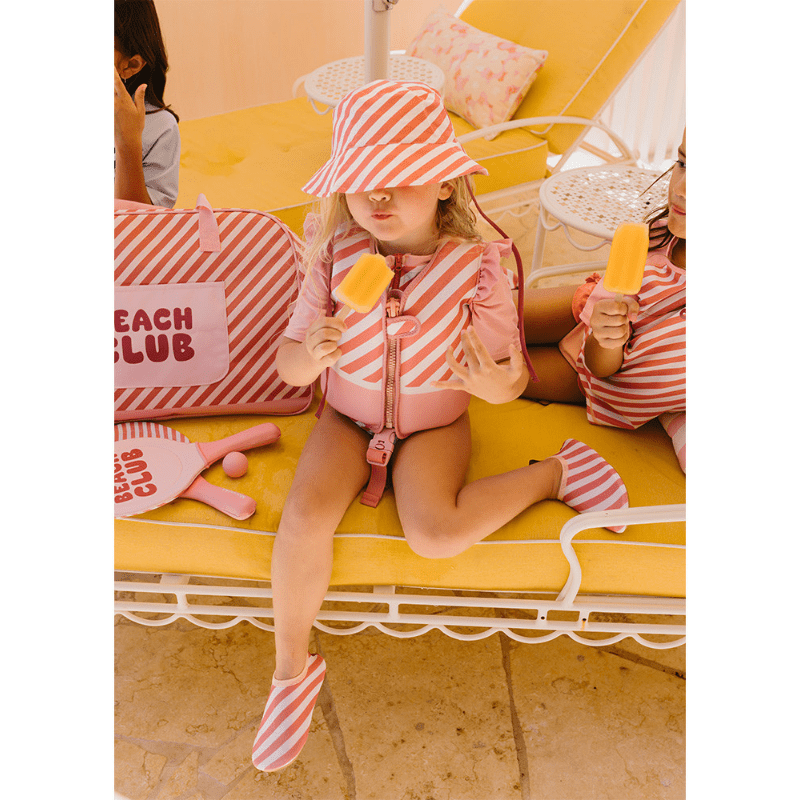 Chapéu Infantil Reversível UV30 Stripes Bloom & Blush, Monnëka - O Gato das Fraldas