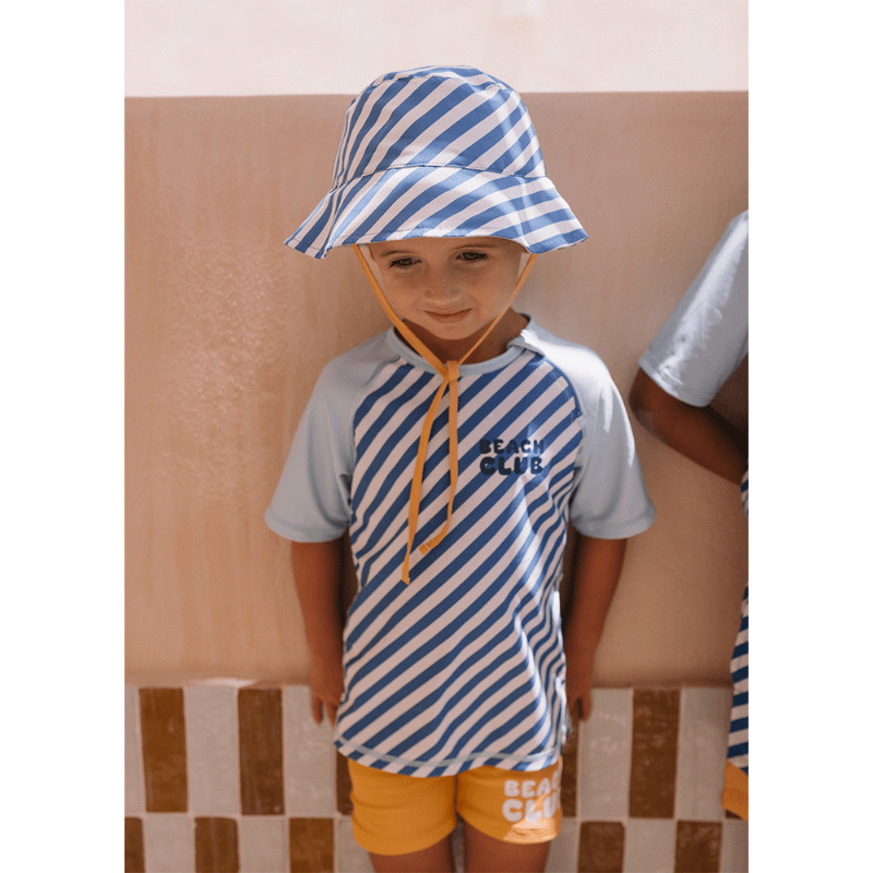 Chapéu Infantil Reversível UV30 Stripes Blues & Beyond, Monnëka - O Gato das Fraldas
