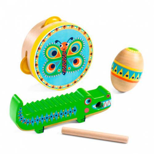 Conjunto de Percussão: Pandeireta, Maracas e Reco-Reco, Animambo da Djeco