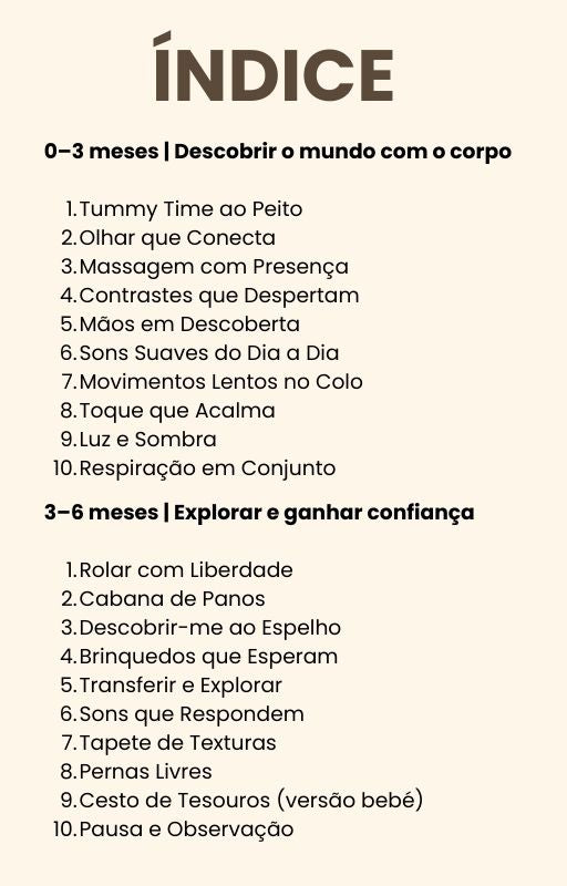 E - book 40 Atividades para o Primeiro Ano do Teu Bebé (0–12 meses) - O Gato das Fraldas