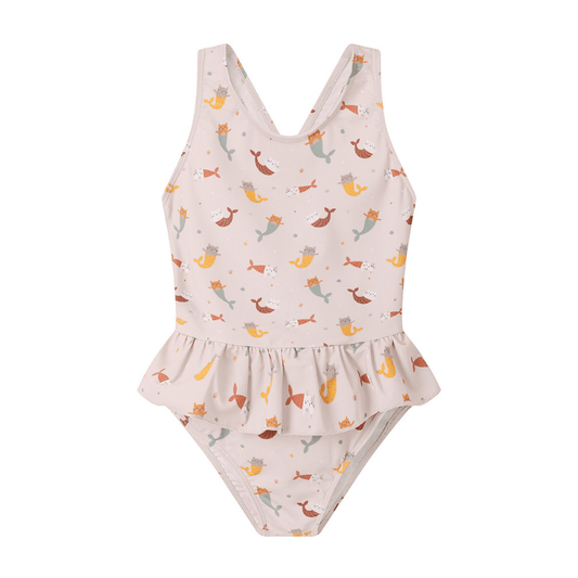 Fato de Banho Cruzado com Folhos Mermaid Cats UV50+ – Monnëka - O Gato das Fraldas