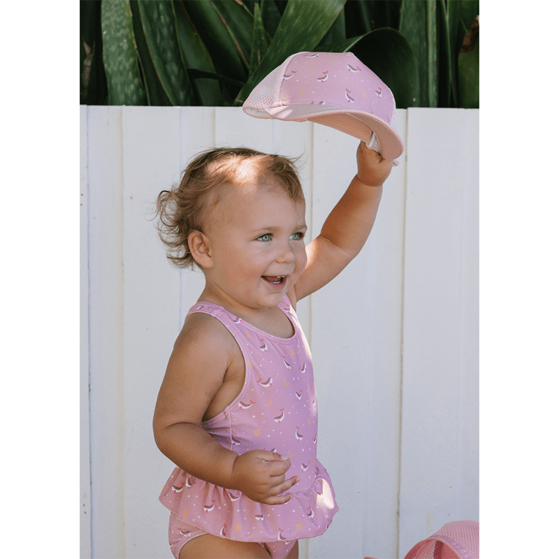 Fato de Banho Cruzado com Folhos Whale Pink UV50+ – Monnëka - O Gato das Fraldas