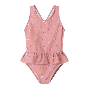 Fato de Banho Cruzado com Folhos Whale Pink UV50+ – Monnëka