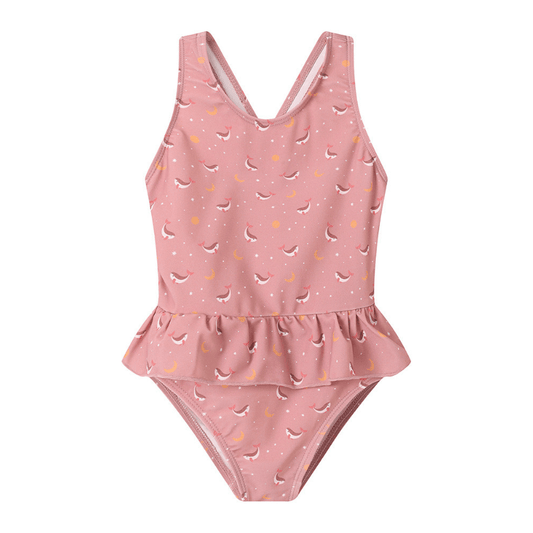 Fato de Banho Cruzado com Folhos Whale Pink UV50+ – Monnëka - O Gato das Fraldas