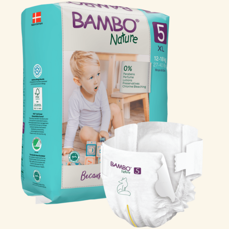 Fraldas T5, (12 - 18 kg), 22 unidades, Bambo Nature - O Gato das Fraldas