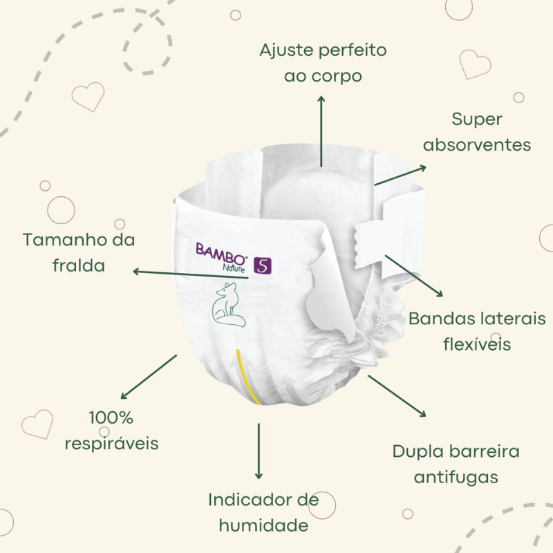 Fraldas T5, (12 - 18 kg), 44 und, pack XL, Bambo Nature - O Gato das Fraldas