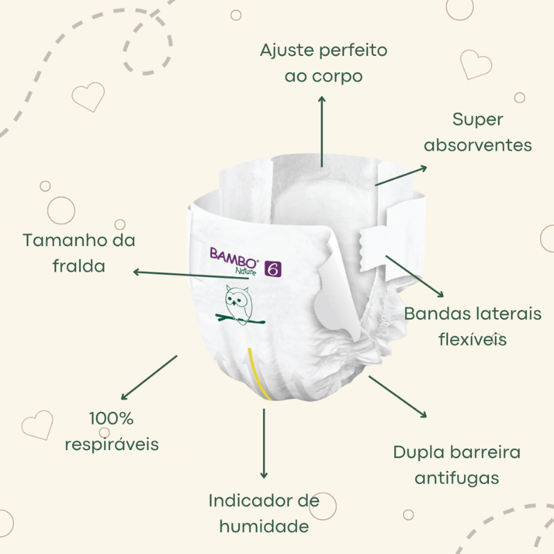 Fraldas T6, (+16 kg), 40 und, pack XL, Bambo Nature - O Gato das Fraldas
