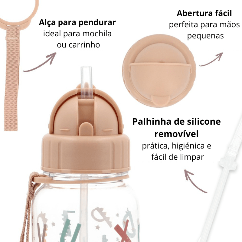 Garrafa de Água Infantil com Palhinha, Tutete - O Gato das Fraldas