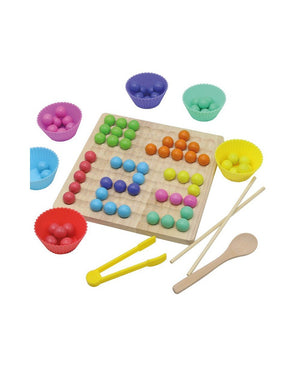 Jogo de Contas de Madeira com Pinças