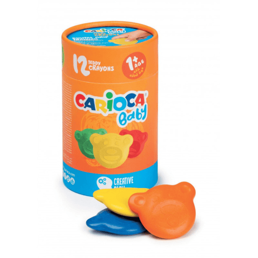 Lápis de cera, baby teddy c/12, Carioca - O Gato das Fraldas