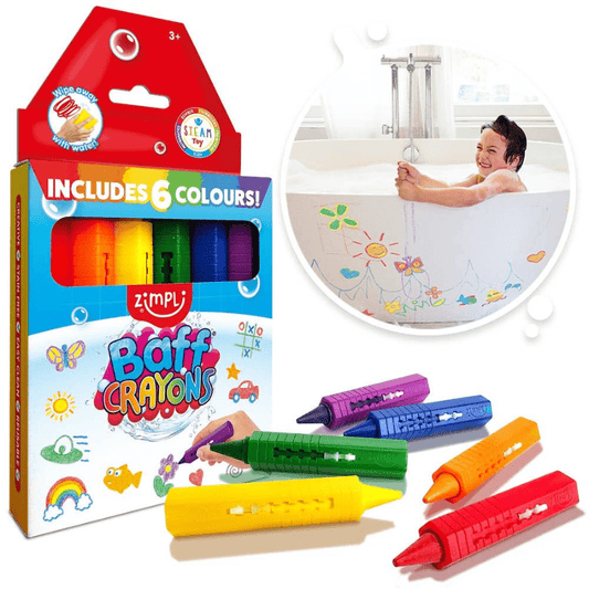 Lápis para Banho, Baff Crayons, 6 cores - Zimpli Kids - O Gato das Fraldas