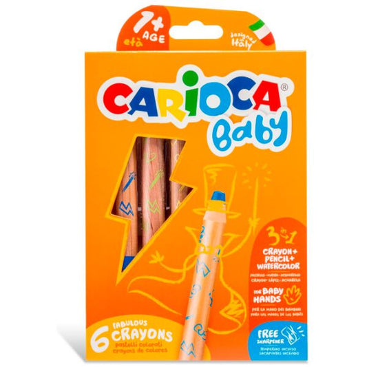 Lápis de cera Carioca Baby 3 Em 1 cx c/6