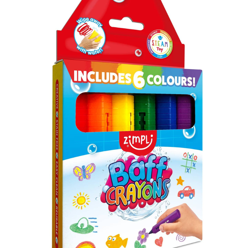 Lápis para Banho, Baff Crayons, 6 cores - Zimpli Kids