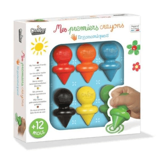 Os meus primeiros lápis cx c/6, com pega ergonômica, Créa Lign' - O Gato das Fraldas