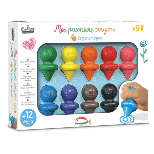 Os meus primeiros lápis cx c/9, com pega ergonômica, Créa Lign' - O Gato das Fraldas