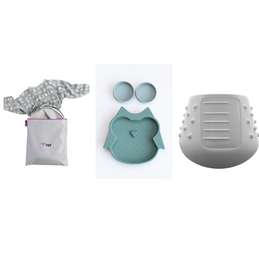 Pack BLW Tidy Tot Babete, Tabuleiro, Prato e Copo Silicone