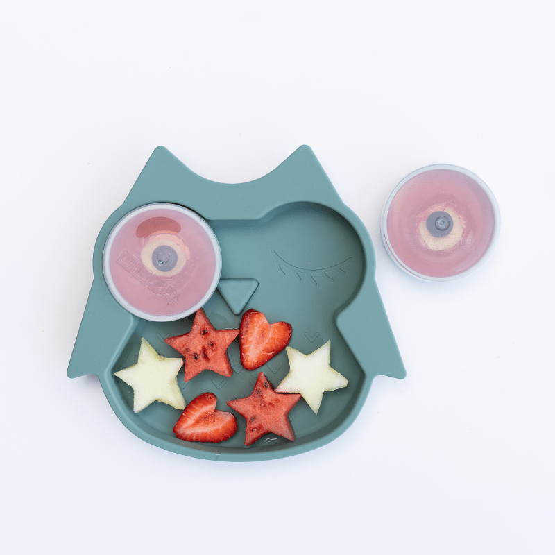 Prato Coruja com Taças, Silicone com Sucção, Tidy Tot - O Gato das Fraldas