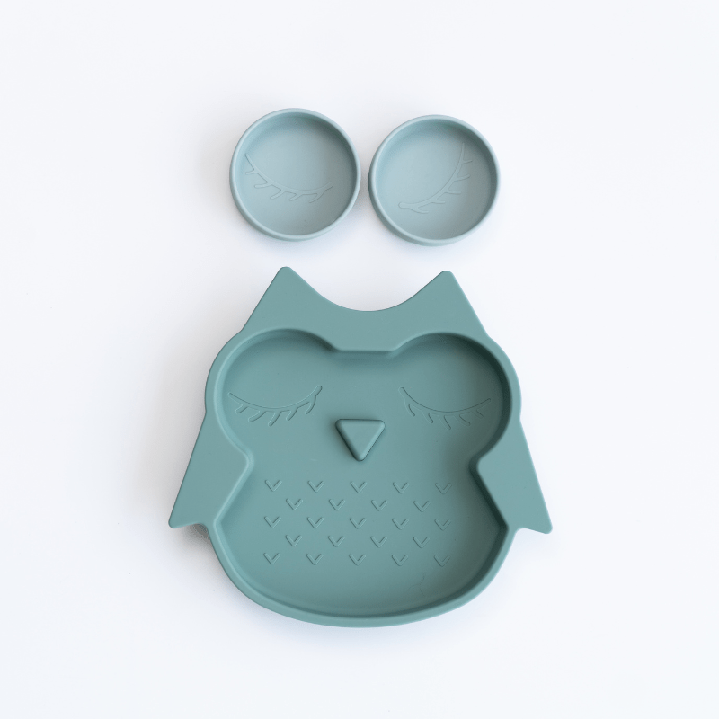 Prato Coruja com Taças, Silicone com Sucção, Tidy Tot - O Gato das Fraldas