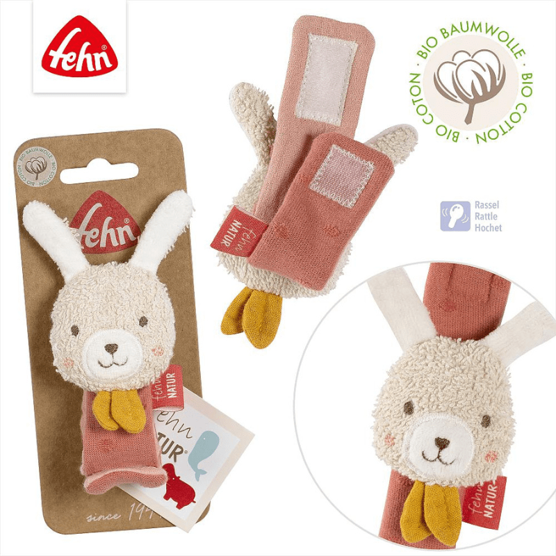 Pulseira com roca para bebé, coelho - Fehn - O Gato das Fraldas