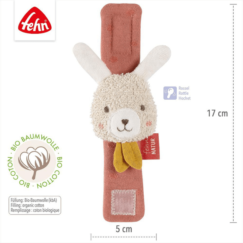Pulseira com roca para bebé, coelho - Fehn - O Gato das Fraldas