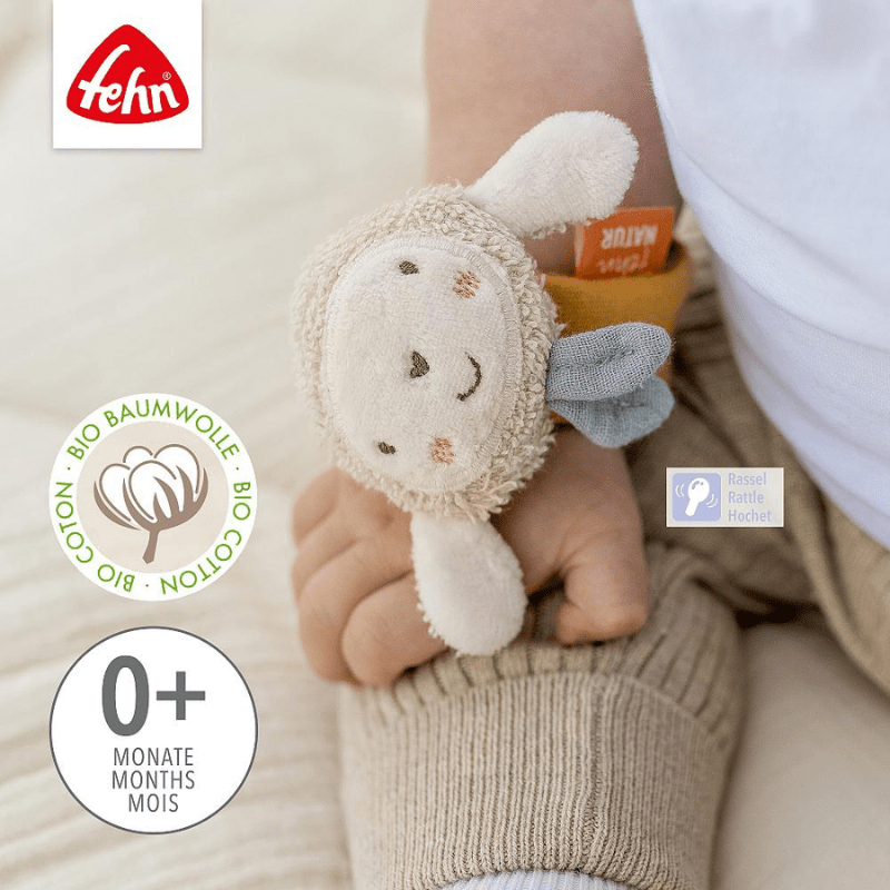Pulseira com roca para bebé, ovelha - Fehn - O Gato das Fraldas