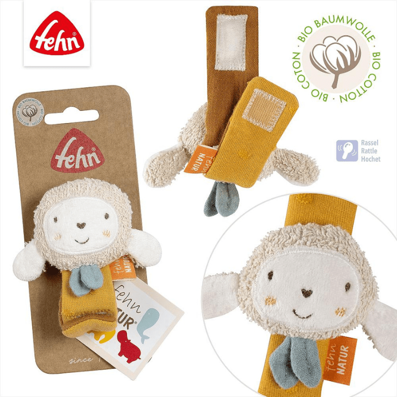 Pulseira com roca para bebé, ovelha - Fehn - O Gato das Fraldas