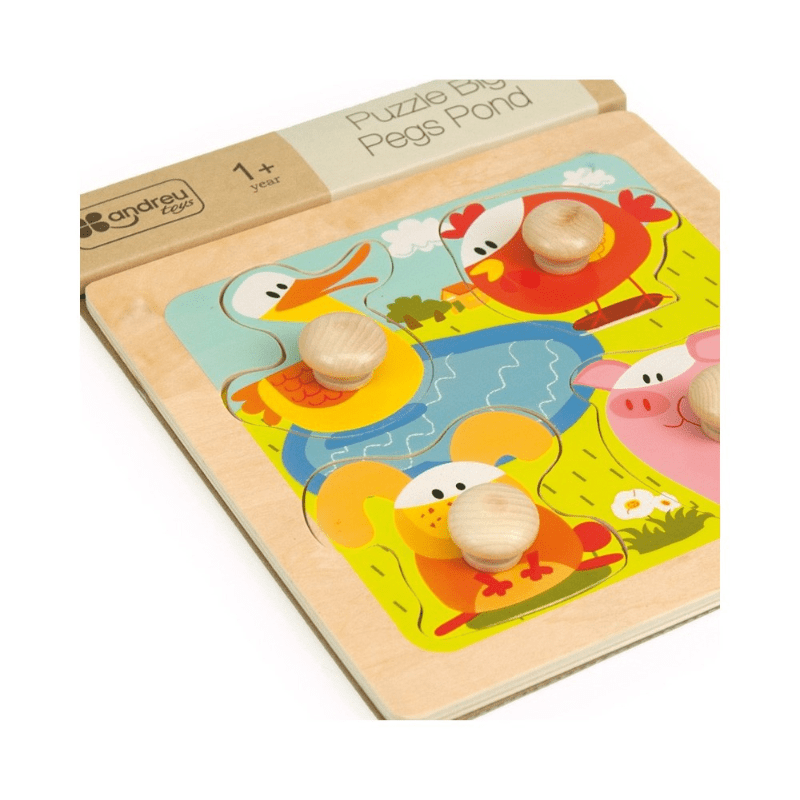 Puzzle com Pegas Grandes – Animais da Lagoa - O Gato das Fraldas