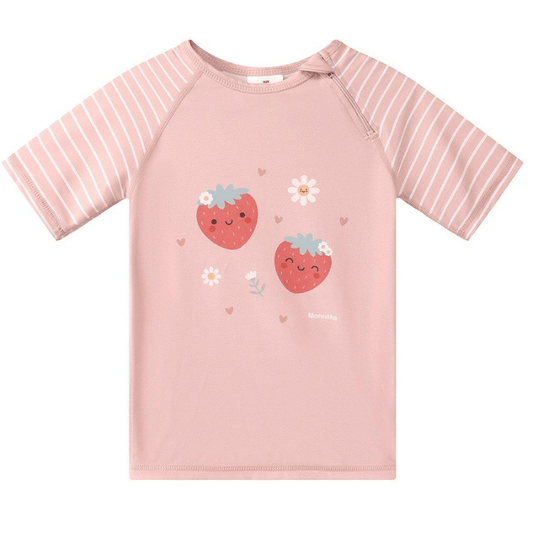 T-shirt com Proteção Solar Strawberries, Monneka - O Gato das Fraldas