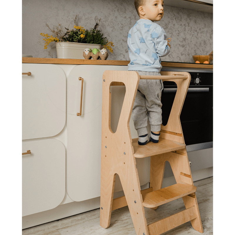 Torre de Aprendizagem Ajustável em Madeira – Luna Toys - O Gato das Fraldas